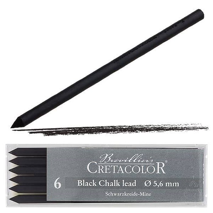 Cretacolor Black Pastel Medium Siyah Tebeşir Portmin Uç 5,6mm 6'lı 26012