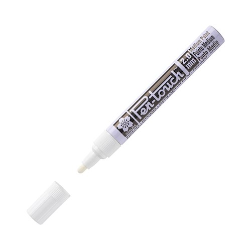 Sakura Pen-Touch Medium Permanent White Hızlı Kuruyan Markör Kalemi 2,0mm Beyaz
