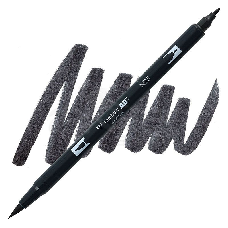 Tombow Dual Brush Pen N25 Lamp Black Grafik Çizim Kalemi